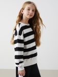 LCW Kids Black Crew Neck Thick Sweatshirt for Girls