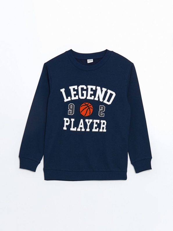 LCW Kids Navy Blue Crew Neck Boys Sweatshirt