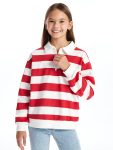 LCW Kids Red Polo Neck Thick Sweatshirt for Girls