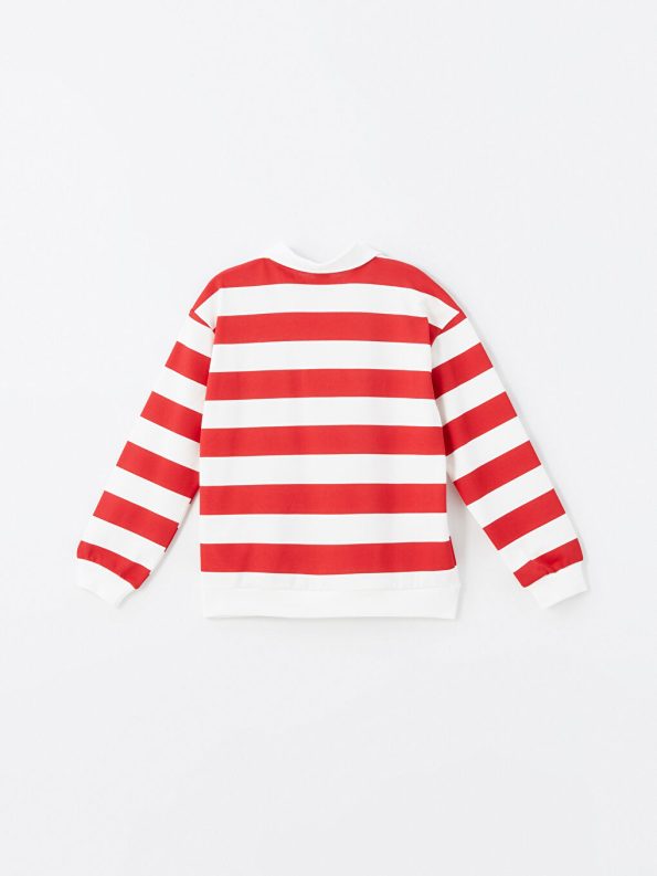 LCW Kids Red Polo Neck Thick Sweatshirt for Girls