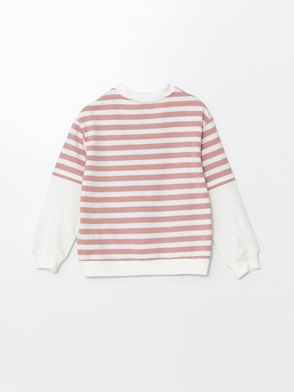 LCW Kids Pink Crew Neck Thick Sweatshirt for Girls