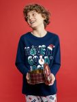 LCW Kids Navy Blue Christmas Themed Boys Pajama Set