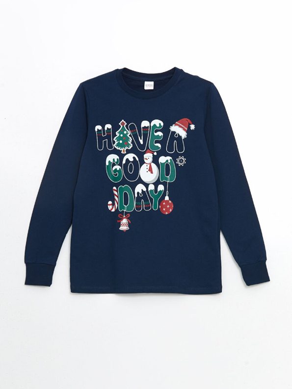 LCW Kids Navy Blue Christmas Themed Boys Pajama Set