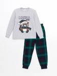 LCW Kids Gray Crew Neck Fleece Boys Pajama Set