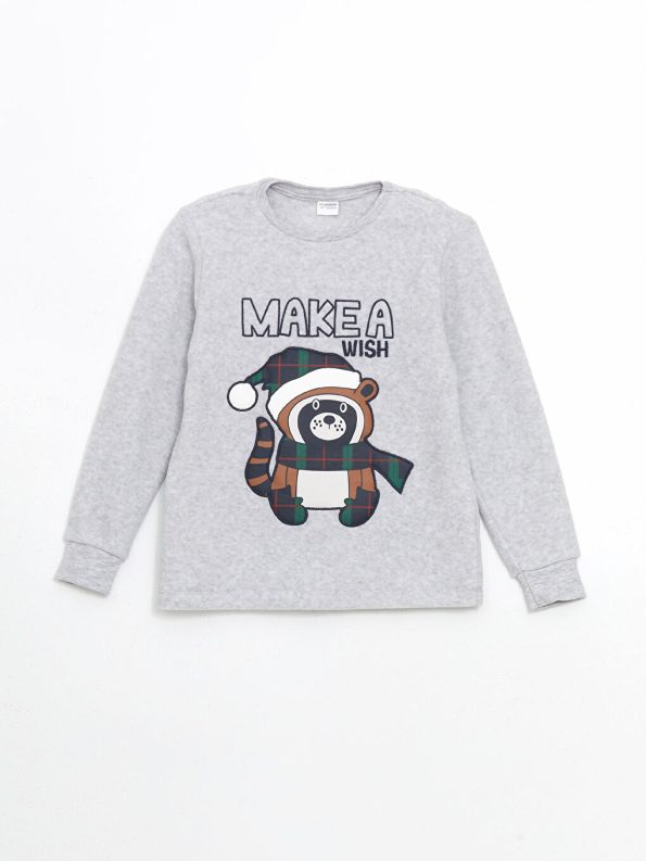 LCW Kids Gray Crew Neck Fleece Boys Pajama Set