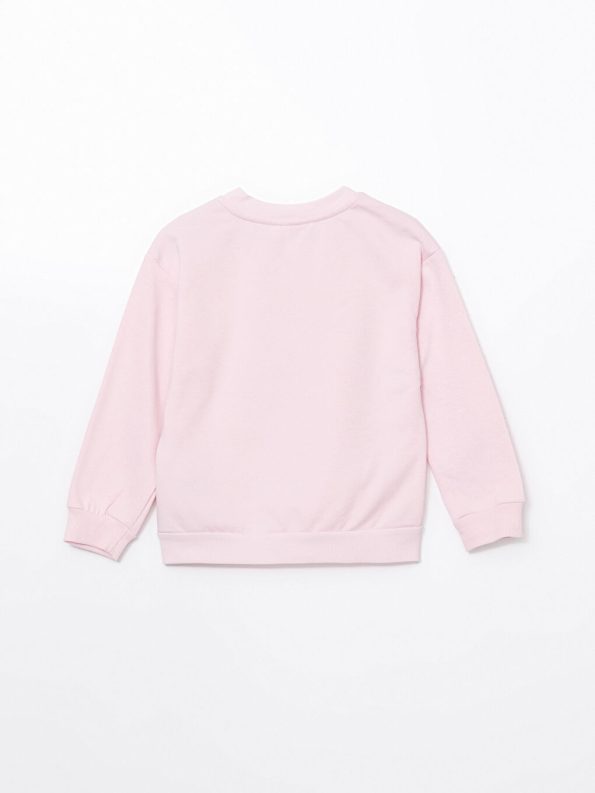 LCW Kids Pink Pikachu Print Crew Neck Thick Sweatshirt