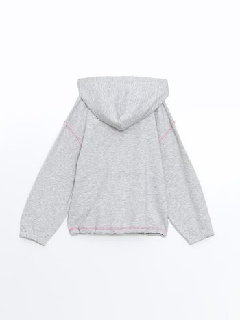 LCW Kids Grey Hooded Thick Sweatshirt for Girls