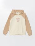 LCW Kids Beige Hooded Thick Sweatshirt for Girls