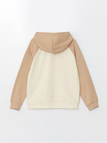 LCW Kids Beige Hooded Thick Sweatshirt for Girls