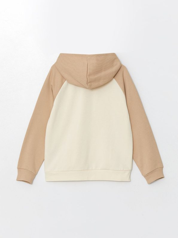 LCW Kids Beige Hooded Thick Sweatshirt for Girls