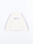 LCW Kids Cream Hooded Thick Sweatshirt for Girls