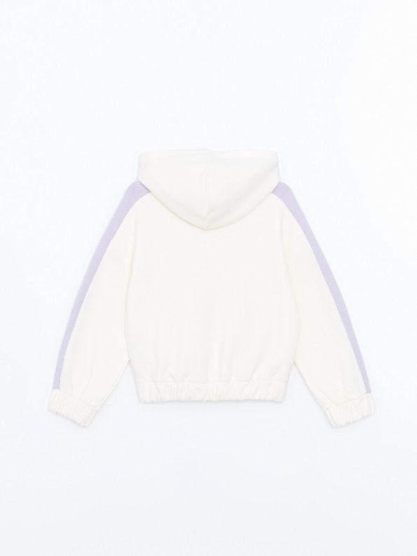 LCW Kids Cream Hooded Thick Sweatshirt for Girls