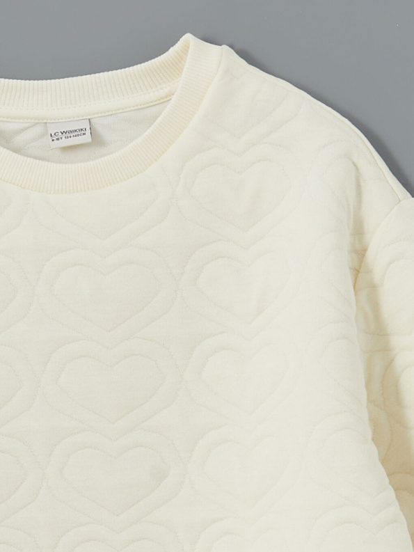 LCW Kids Cream Crew Neck Girls Sweatshirt