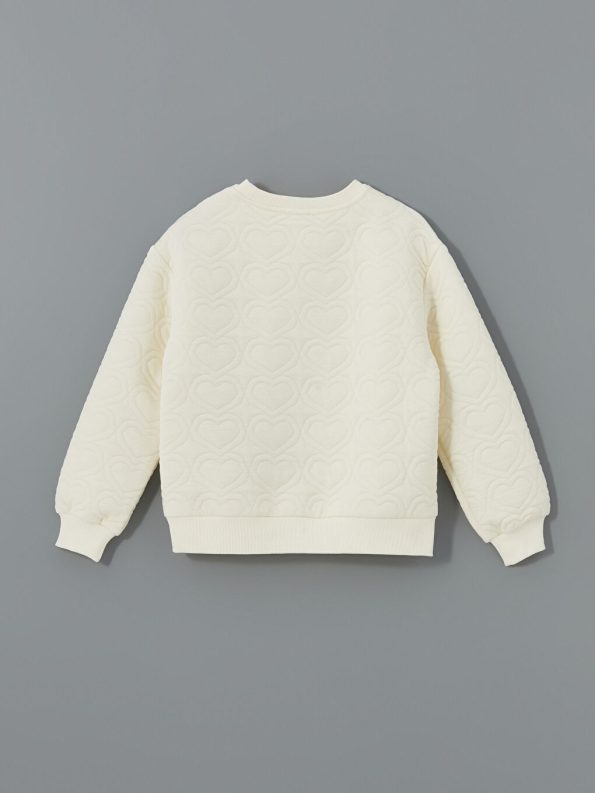LCW Kids Cream Crew Neck Girls Sweatshirt