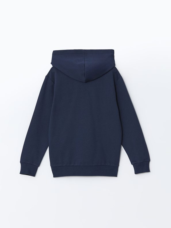 LCW Kids Navy Blue Hooded Real Madrid Printed Boys Sweatshirt