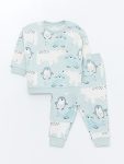 LCW Baby Green Crew Neck Boys Sweatshirt and Pants Set