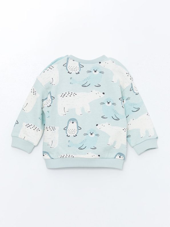 LCW Baby Green Crew Neck Boys Sweatshirt and Pants Set