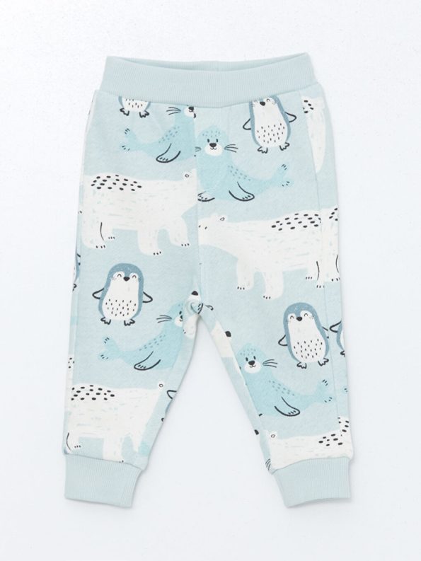 LCW Baby Green Crew Neck Boys Sweatshirt and Pants Set