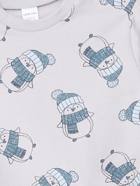 LCW babyMavi Long Sleeve Printed Crew Neck Baby Boy Sweatshirt Set