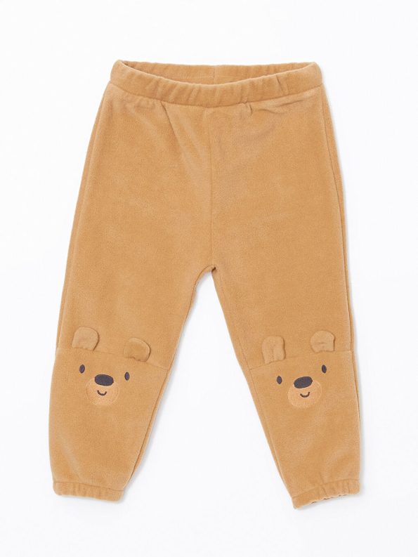 LCW Baby Brown Hooded Embroidered Boy's Cardigan and Sweatpants Set