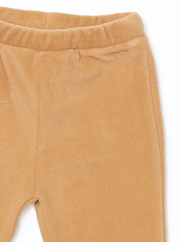 LCW Baby Brown Hooded Embroidered Boy's Cardigan and Sweatpants Set
