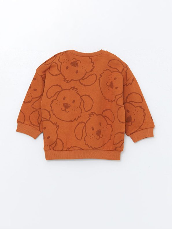 LCW Baby Orange Printed Long Sleeve Crew Neck Sweatshirt and Pants Set