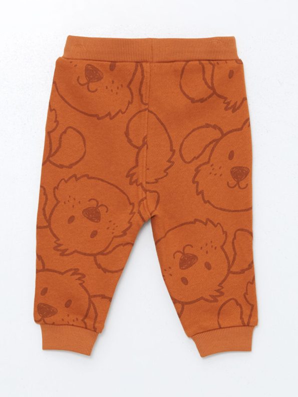 LCW Baby Orange Printed Long Sleeve Crew Neck Sweatshirt and Pants Set