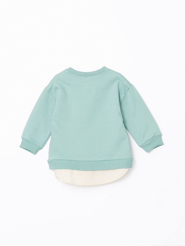 LCW Baby Green Collar Baby Boy Sweatshirt and Pants Set
