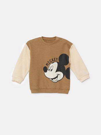 LCW Baby Brown Mickey Mouse Printed Boys Tracksuit Set