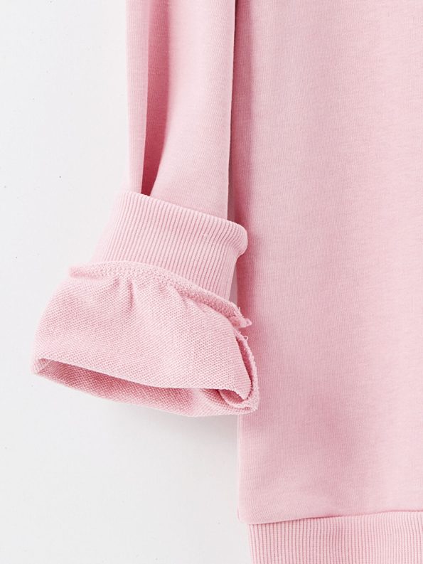 LCW Kids Pink Printed Crew Neck Sweatshirt