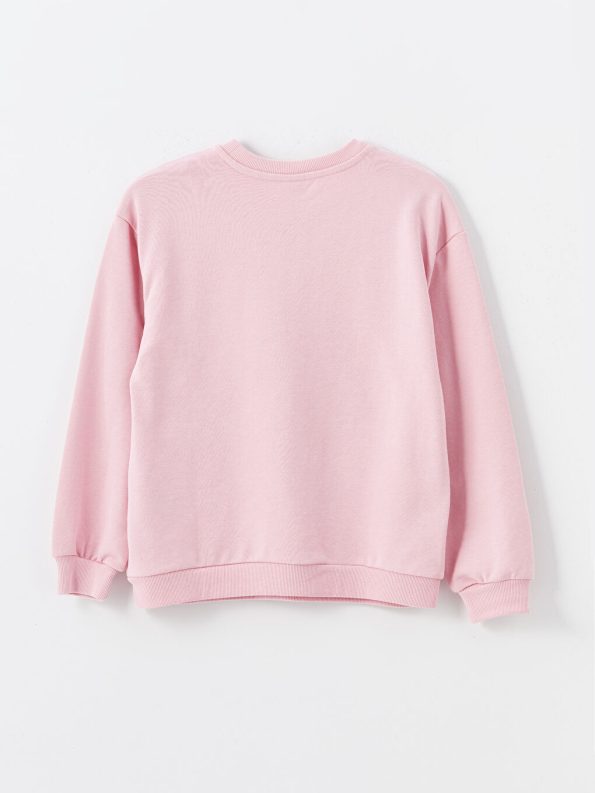 LCW Kids Pink Printed Crew Neck Sweatshirt