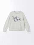 LCW Kids Gray Crew Neck Kuromi Printed Girls Sweatshirt