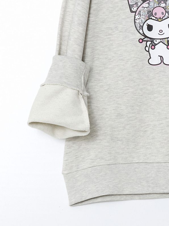 LCW Kids Gray Crew Neck Kuromi Printed Girls Sweatshirt