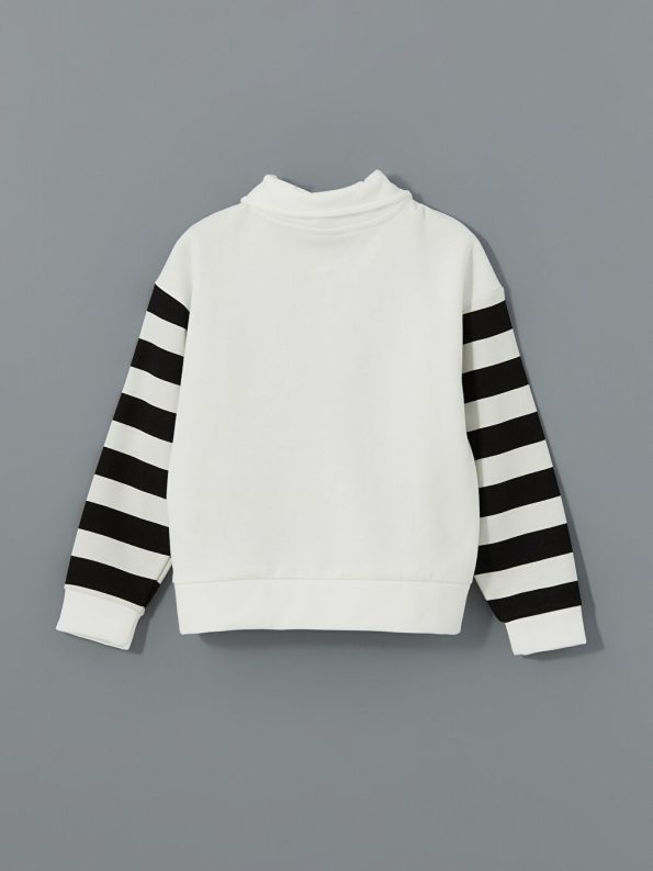 LCW Kids Off-White Polo Collar Thick Sweatshirt for Girls
