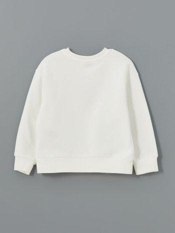 LCW Kids Cream Crew Neck Girls Thick Sweatshirt