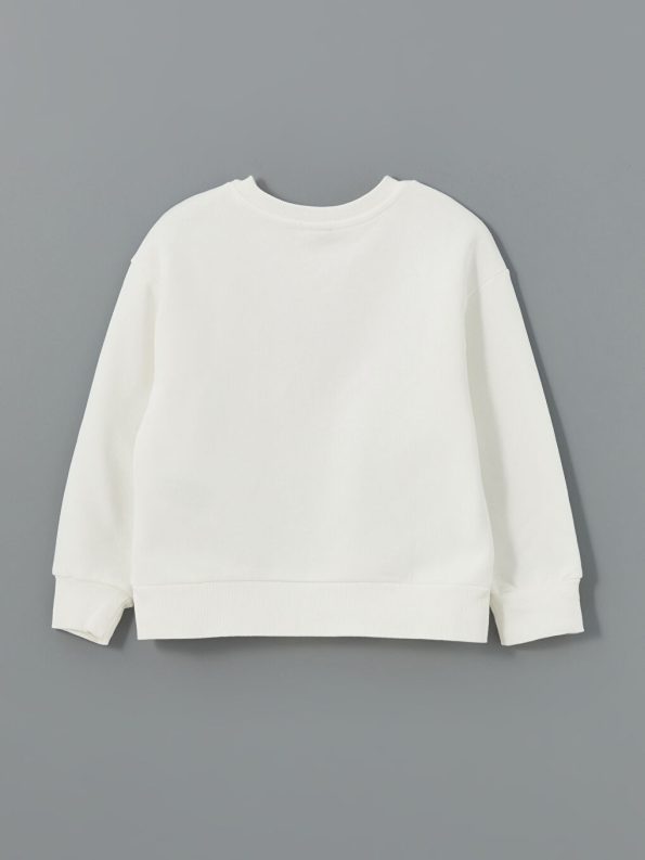 LCW Kids Cream Crew Neck Girls Thick Sweatshirt