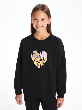 Girls' Crinkle Dress with Round Neck