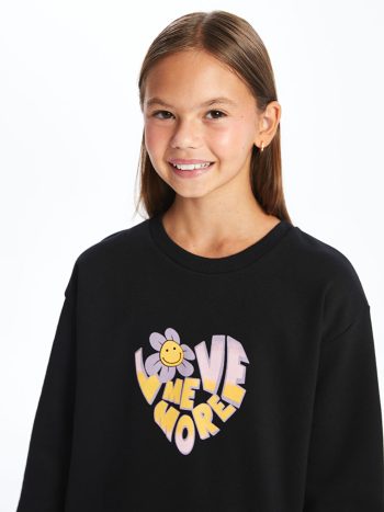 Girls' Crinkle Dress with Round Neck
