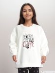 LCW Kids White Crew Neck Printed Girls Sweatshirt
