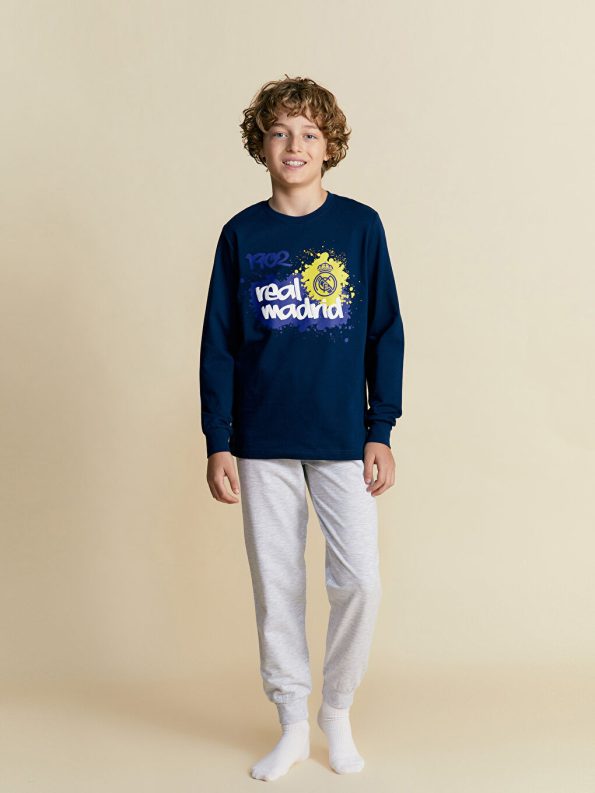 LCW Kids Navy Blue Crew Neck Real Madrid Boys Pajama Set