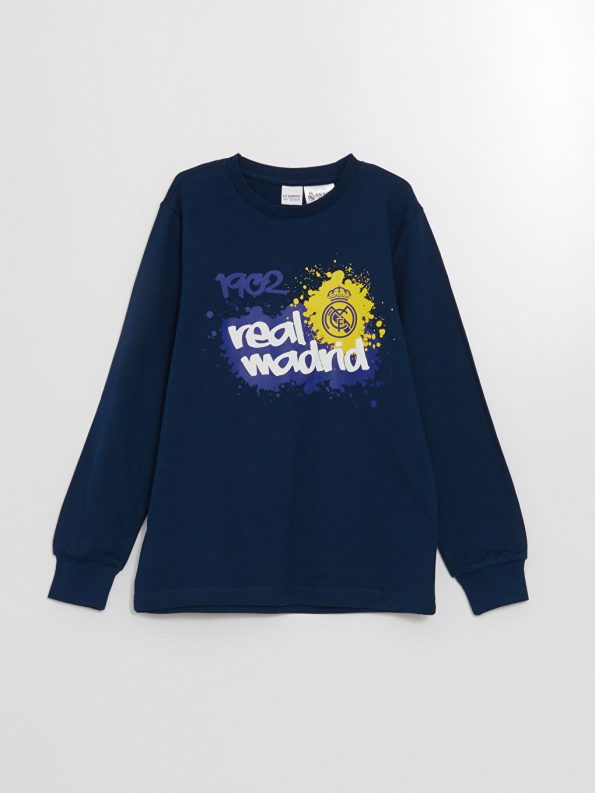 LCW Kids Navy Blue Crew Neck Real Madrid Boys Pajama Set