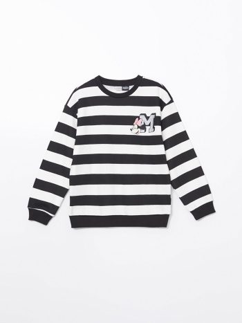 LCW Kids Black Minnie Mouse Printed Girls Sweatshirt