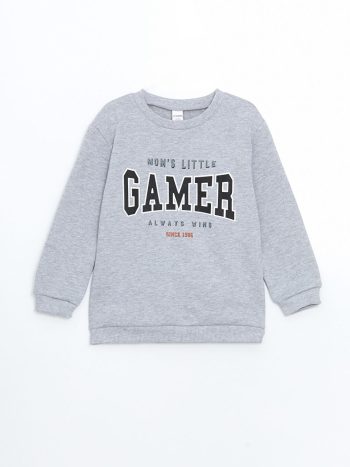 LCW Kids Gray Crew Neck Boys Sweatshirt and Sweatpants Set