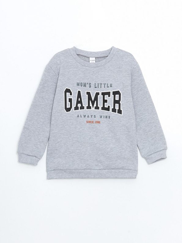 LCW Kids Gray Crew Neck Boys Sweatshirt and Sweatpants Set