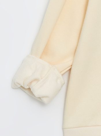 LCW Kids Beige Crew Neck Thick Sweatshirt for Girls