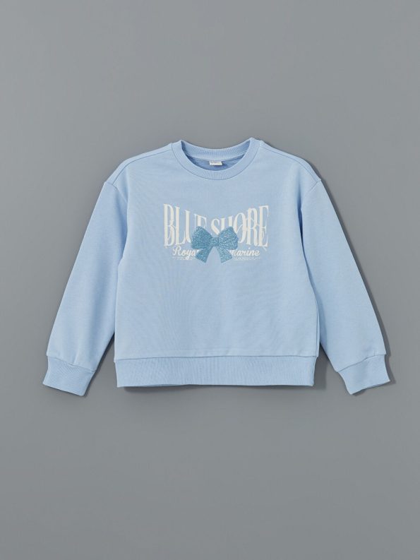 LCW Kids Blue Round Neck Girls Sweatshirt Set