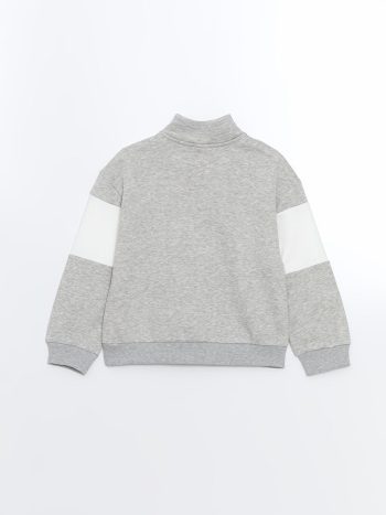 LCW Kids Gray Stand-Up Collar Girl's Sweatshirt