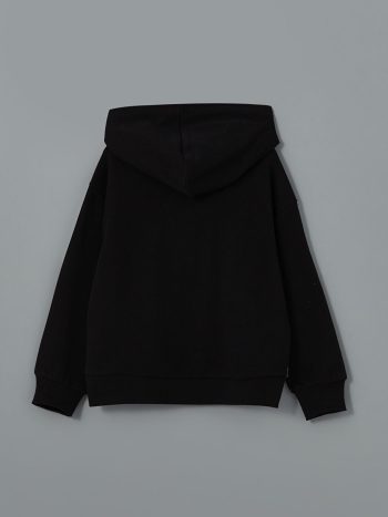 LCW Kids Black Hooded Sweatshirt for Girls