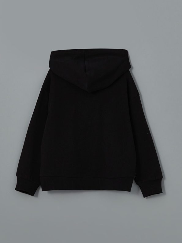 LCW Kids Black Hooded Sweatshirt for Girls