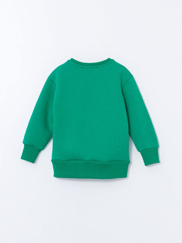 LCW Kids Green Printed Crew Neck Sweatshirt for Boys